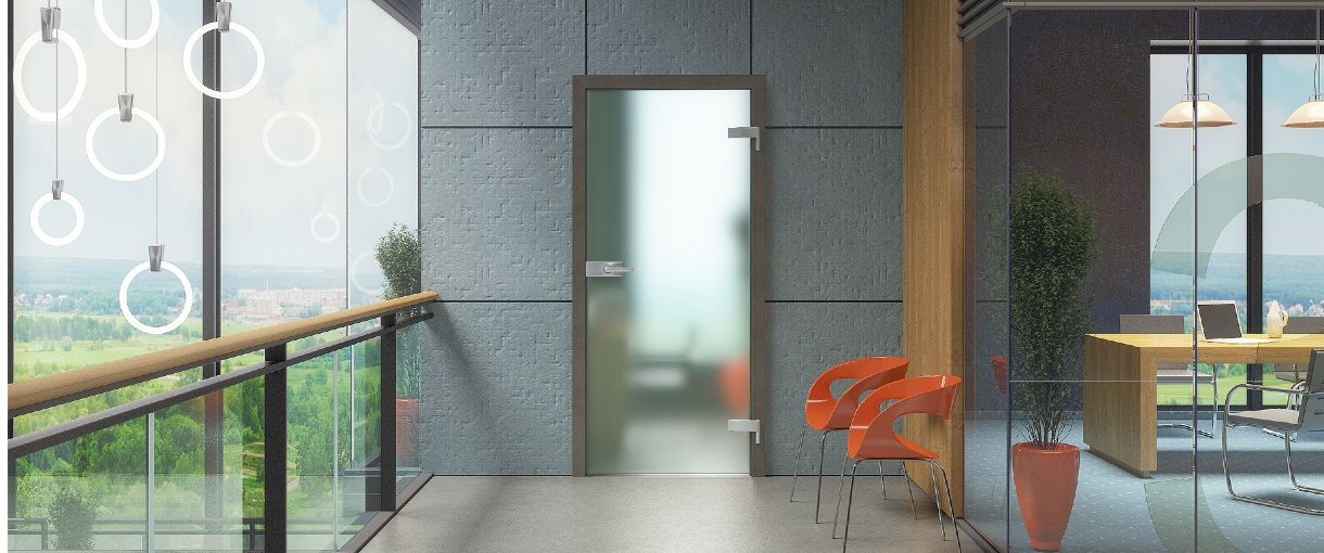 Glass accents in an industrial interior - LUMEN doors